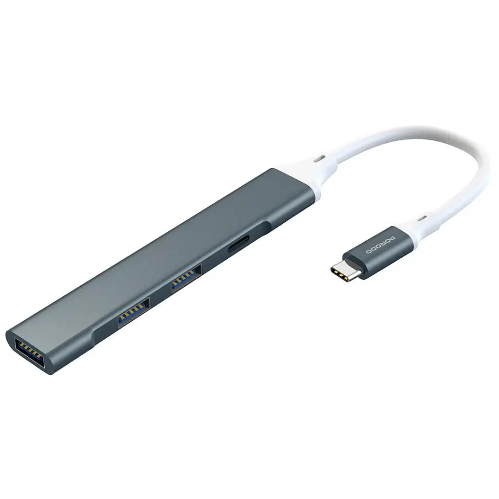 PDFWCH097-GY | Porodo Aluminum Multi-Port Usb-c Hub | Gray
