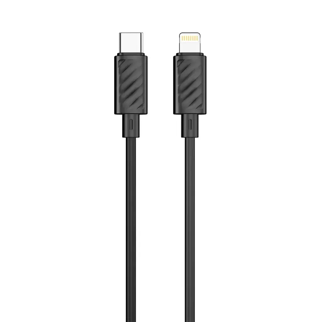 PB-FWCH037-BK-L , Porodo Blue Dual Port 30W Car Charger with C-L Cable - Black