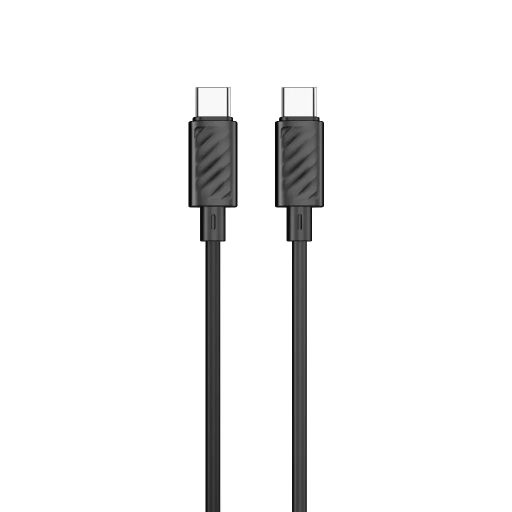 PB-FWCH037-BK-C , Porodo Blue Dual Port 30W Car Charger with C to C Cable - Black