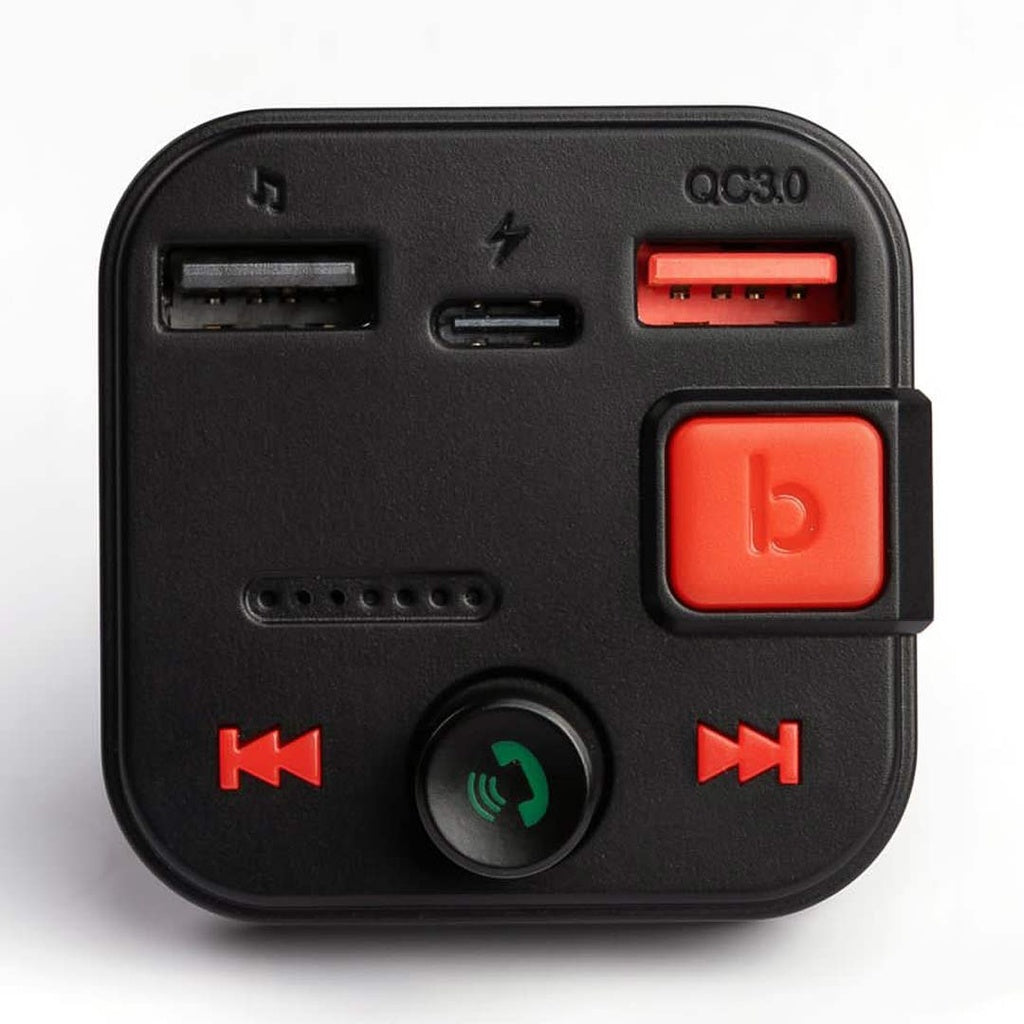 PB-FM2CWT-BK , Porodo Blue Wireless FM Transmitter with Dual QC3.0 & Type-C Port - Black