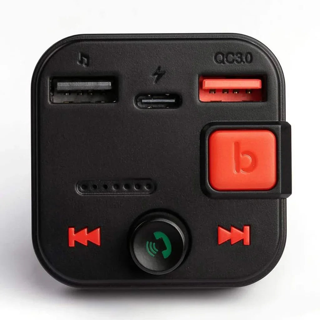 PB-FM2CWT-BK , Porodo Blue Wireless FM Transmitter with Dual QC3.0 & Type-C Port - Black