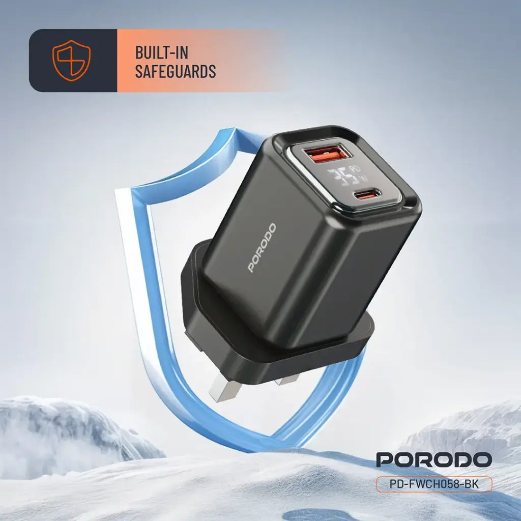 Porodo Dual-Port | Digital Display Quick Charger