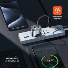 PD-T12WDAUK-BK , Porodo Dual Output Transparent Charger With 2.4A Auto ID Technology UK - Transparent - GulfStore.com