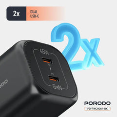 PD-FWCH064-BK | Porodo Dual USB-C Quick Charger | Black - GulfStore.com