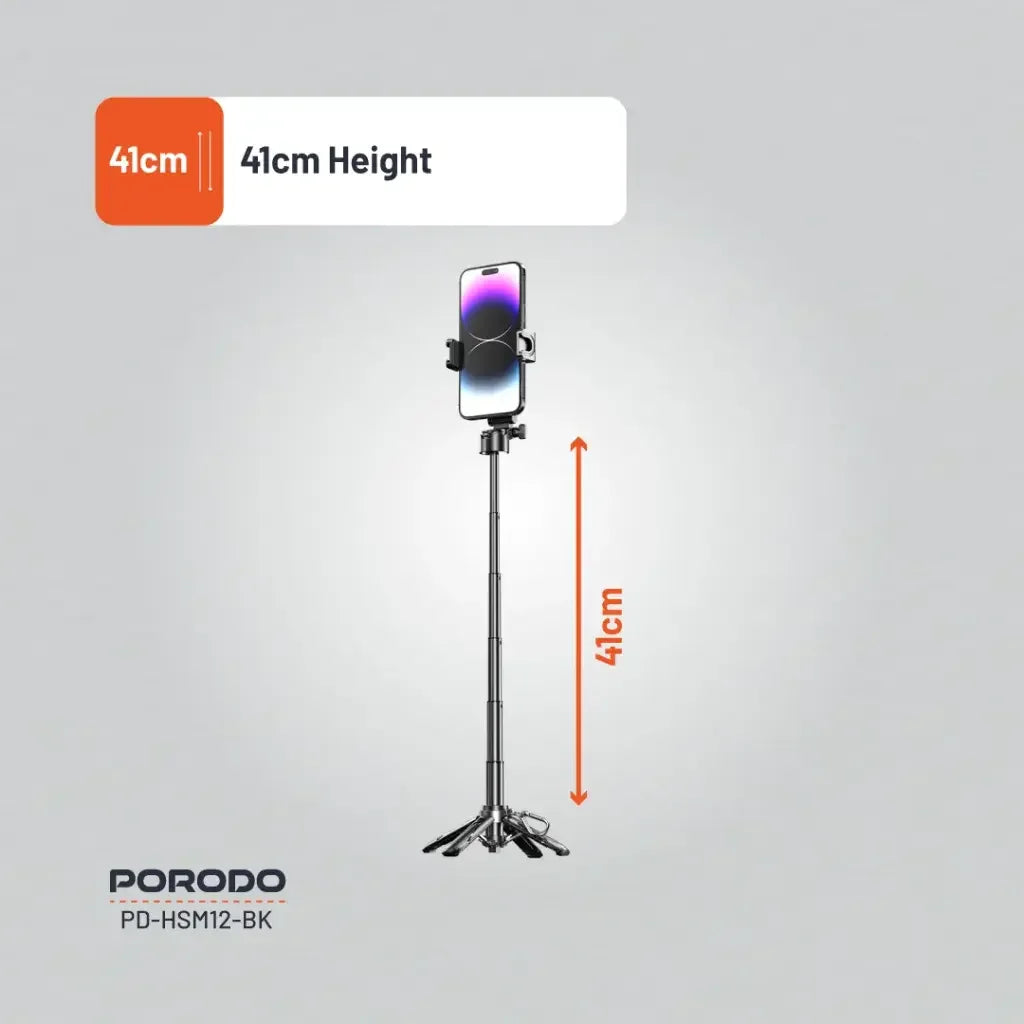 PD-HSM12-BK , Porodo Hs12 Quad -Base Camera Shutter Selfie -Black
