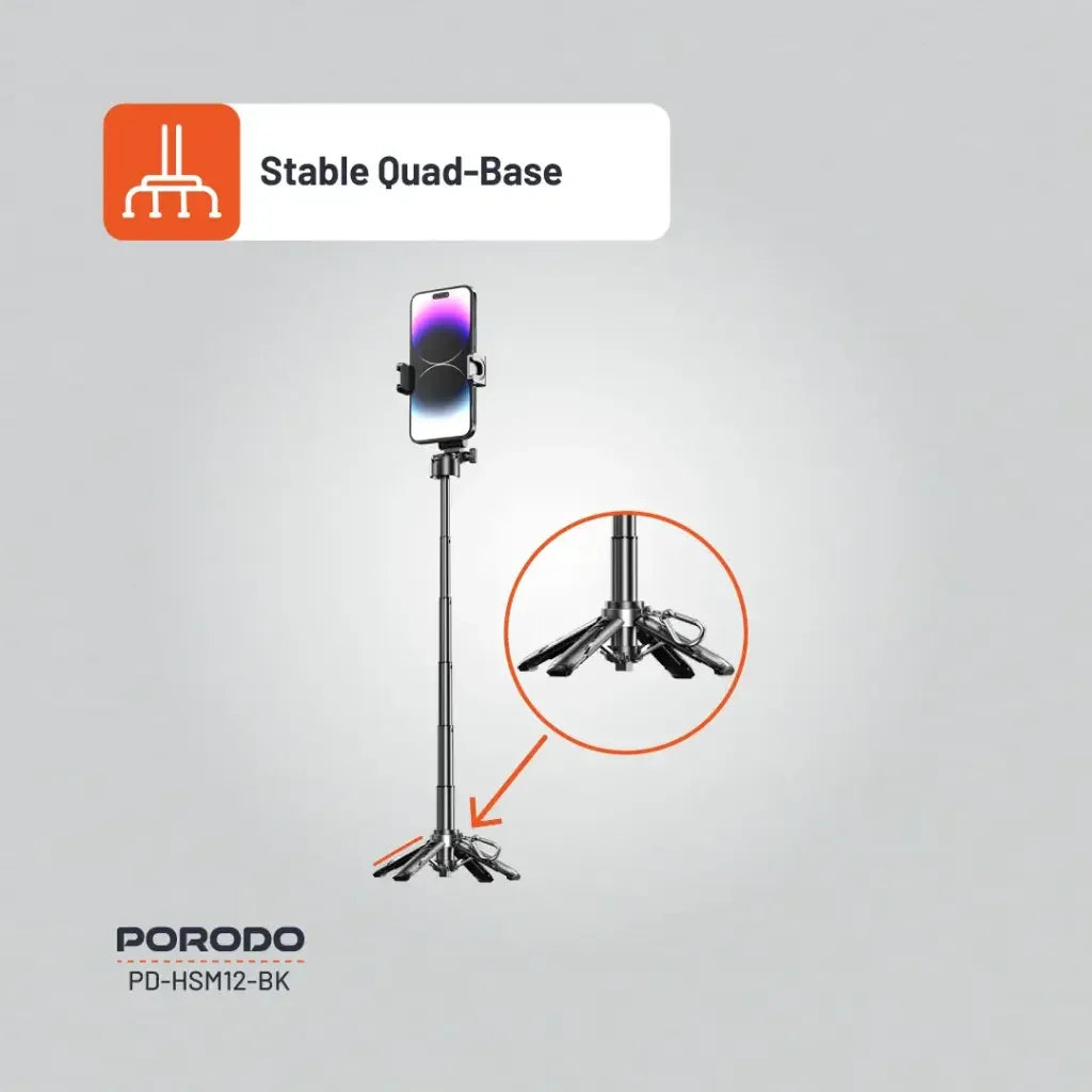 PD-HSM12-BK , Porodo Hs12 Quad -Base Camera Shutter Selfie -Black