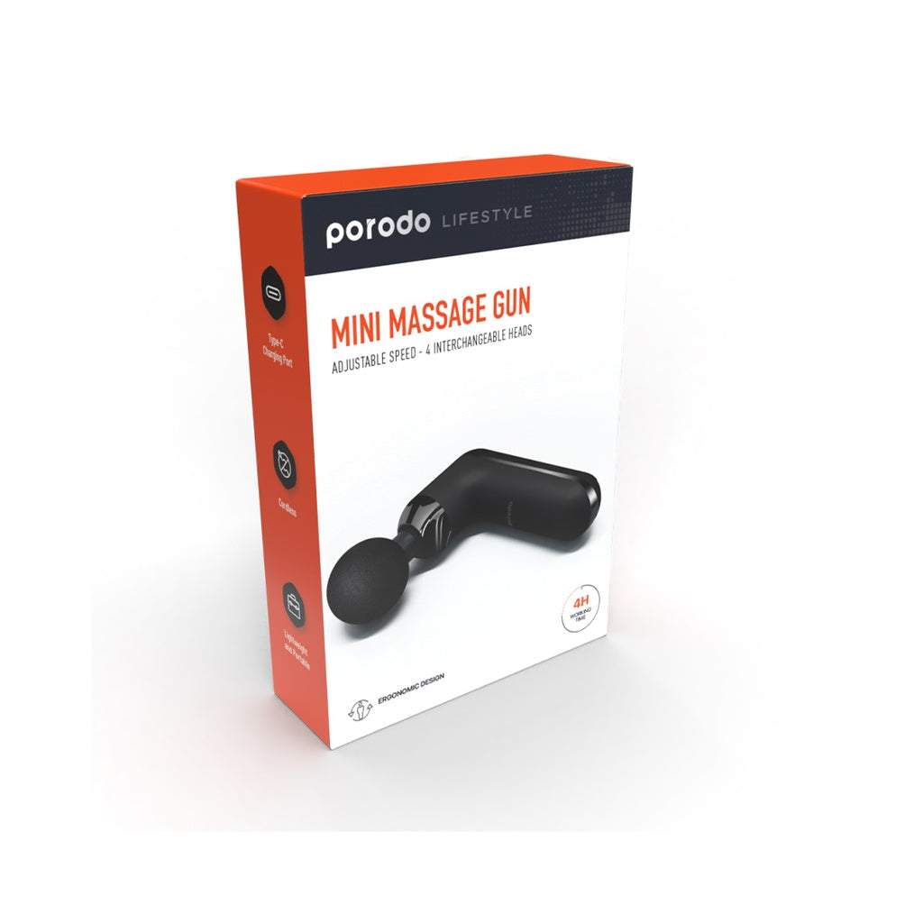 PD-LSVSMG | Porodo Lifestyle 12V Varying Speed Mini Massage Gun With USB-C Port 2000mAh | White - GulfStore.com