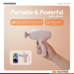PDLFSTMGO1BK| Porodo Lifestyle Cordless Mini Massage Gun | Black