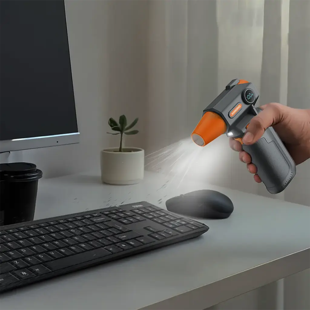 Porodo Lifestyle Cordless Turbo Air Duster with LED Work Light - Black