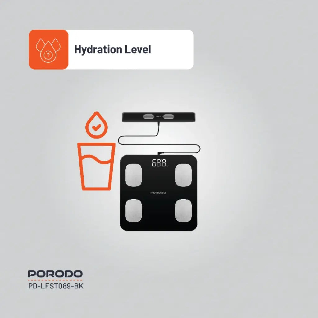 PD-LFST089-BK , Porodo Precise Analysis Smart Scale Lfs089 8 Precision Electrodes -Black
