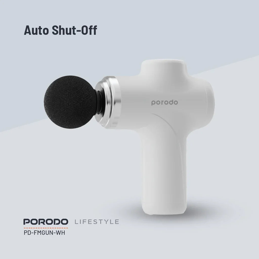 Porodo Lifestyle Precision Handheld Massager with 4 Interchangeable Head - White