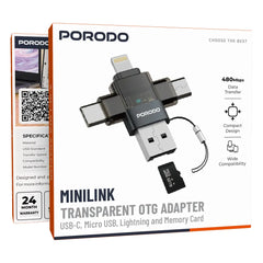 PDOTG50GY | Porodo MINILINK Transparent 3-in-1 OTG Adapter