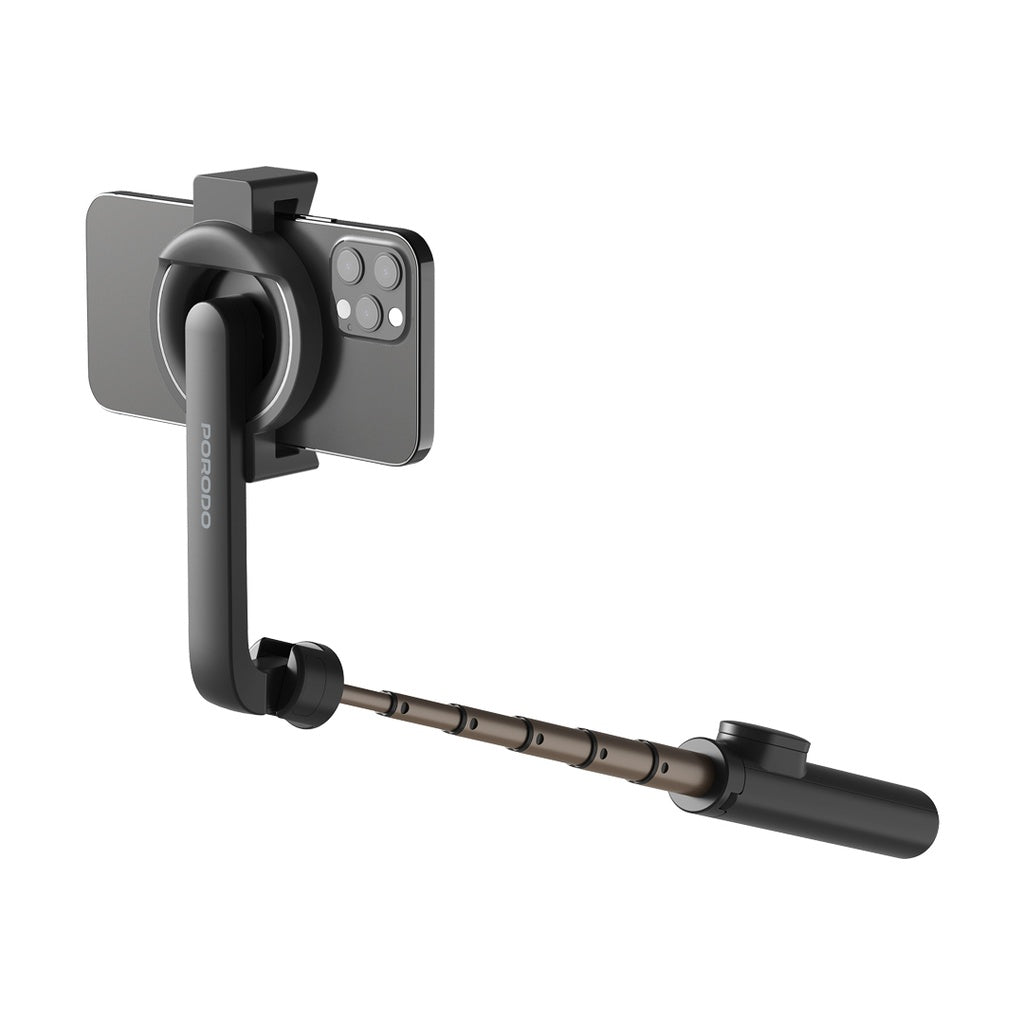 Porodo Magnetic Selfie Stick 64.5cm Extendable with 3 Leg Tripod and Remote Control - Black (PD-MGS64-BK)