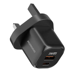 Porodo GaN Dual Port Wall Chargre UK (PD-FWCH028-BK) - GulfStore.com