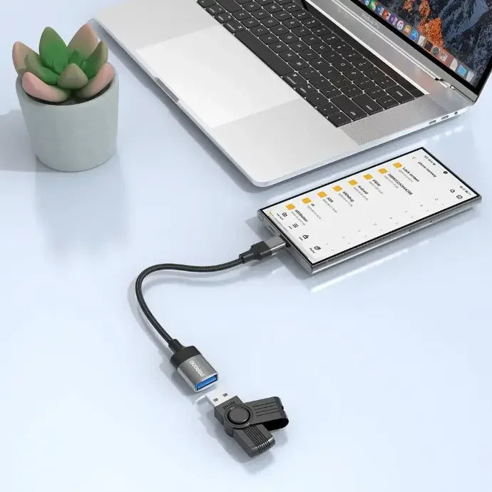 PD-CBL0020-BK , Porodo CB020 USB 3.0 USB-C OTG Wire - Black