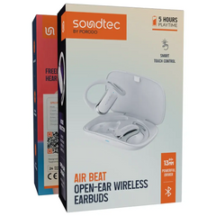 PDSTWMO05WH | Porodo Soundtec Air Beat Open - Ear Wireless Earbuds | White