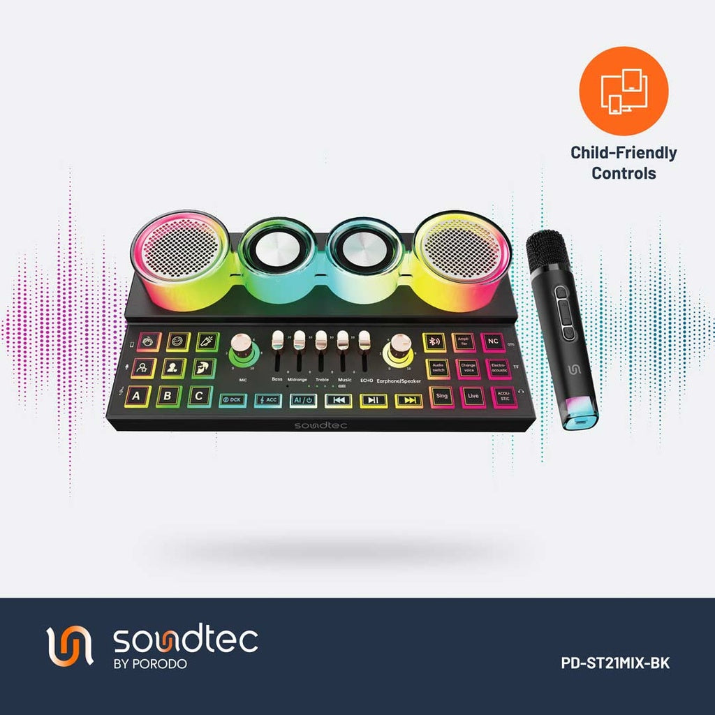 PD-ST21MIX-BK | خلاط صوت ومكبر صوت متعدد المنصات من بورودو ساوندتيك أوديولينك | أسود