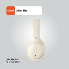 PD-STWLEP038-BG , Porodo Soundtec Primo Wireless Headphone ENC & Low-Latency Gaming Mode - Beige - GulfStore.com