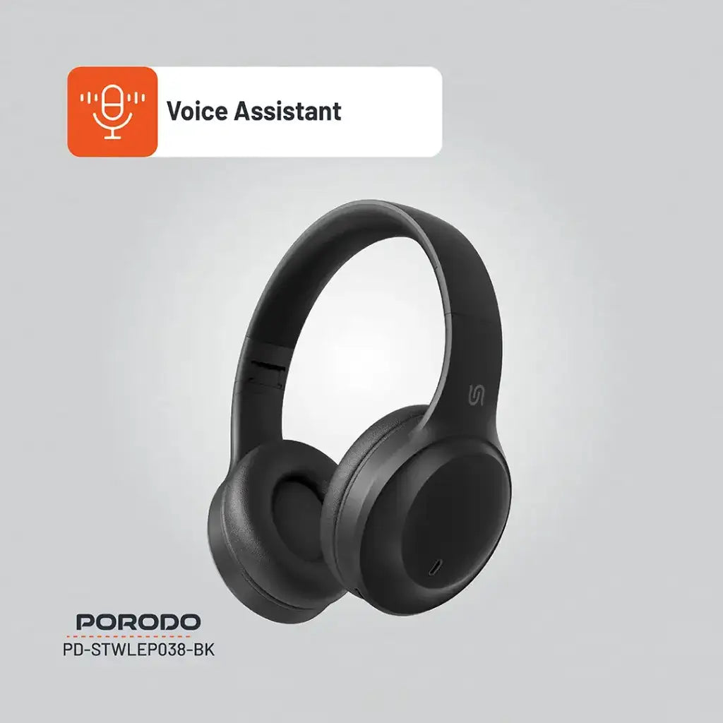 PD-STWLEP038-BK , Porodo Soundtec Primo Wireless Headphone ENC & Low-Latency Gaming Mode - Black - GulfStore.com