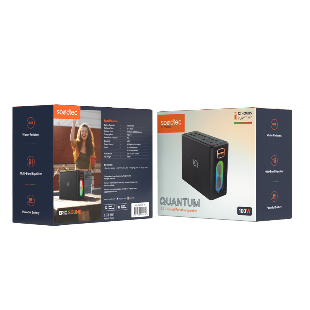 PD-STKRS80-SL | Porodo Soundtec Quaantum 2.2 Channel Portable Speaker | Silver