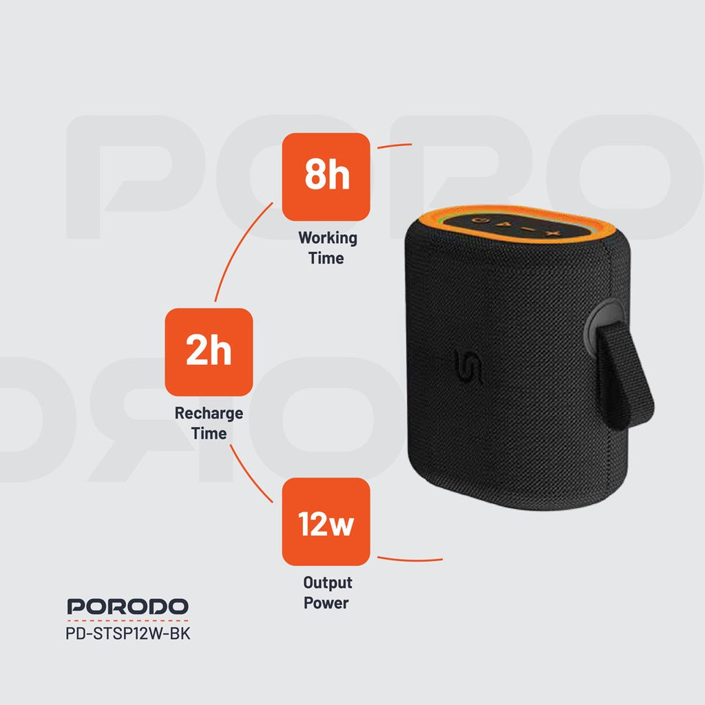 PD-STSP12W-BK , Porodo Soundtec TWS Speaker 12W - Black