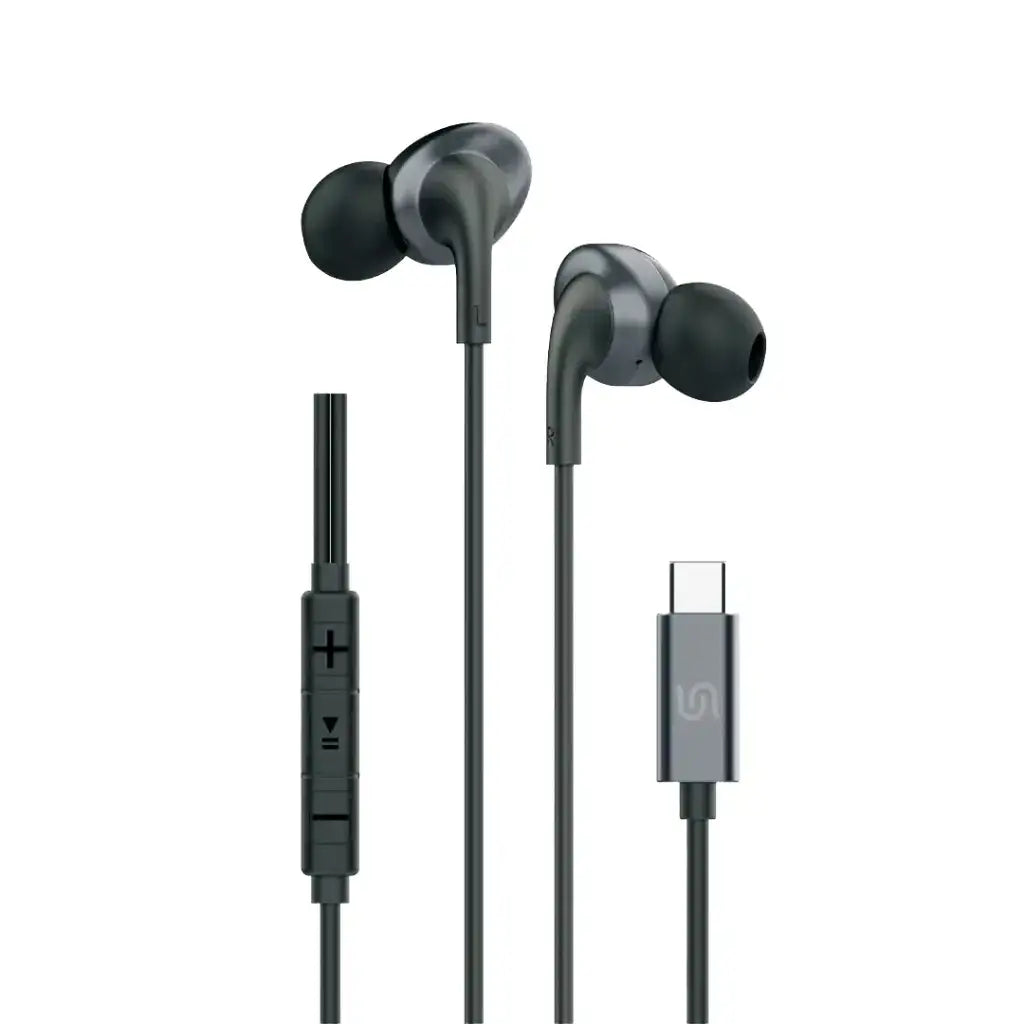 PD-STWLEP044-BK , Porodo Stereo Earphones Type C Connector - Black - GulfStore.com
