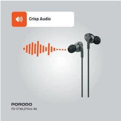 PD-STWLEP044-BK , Porodo Stereo Earphones Type C Connector - Black - GulfStore.com