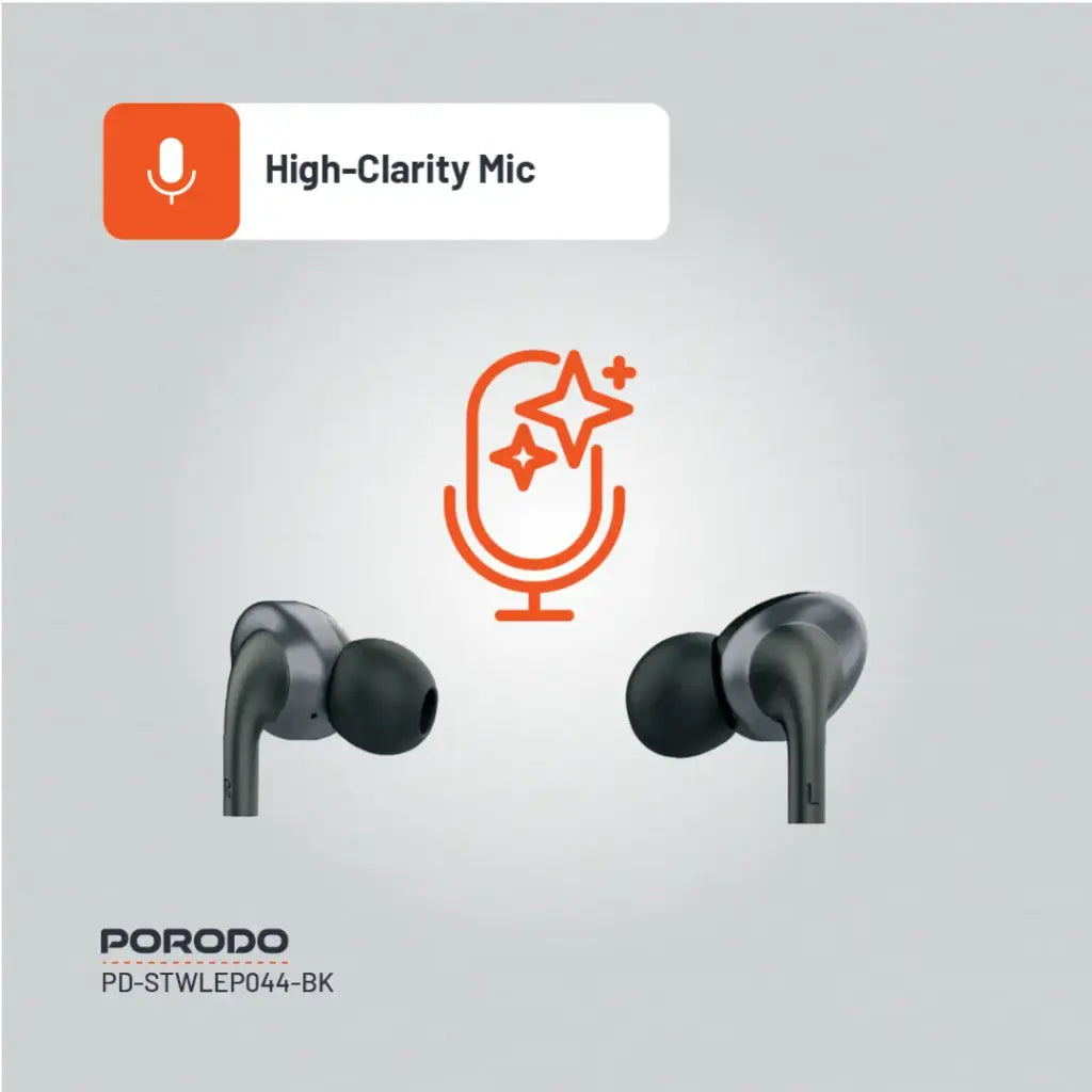 PD-STWLEP044-BK , Porodo Stereo Earphones Type C Connector - Black