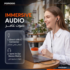 PDST6404-BK | Porodo Soundtec TRACE Semi In-Ear Stereo Earphones | Black
