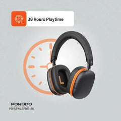 PD-STWLEP041-BK , Porodo Soundtec Vibe Wireless Headphone 36 Hours Play Time-Black - GulfStore.com