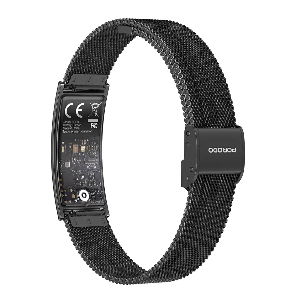 PDB8 | Porodo Trackfit Plus Smart Bracelet Fitness Tracker With Display App | Black - GulfStore.com