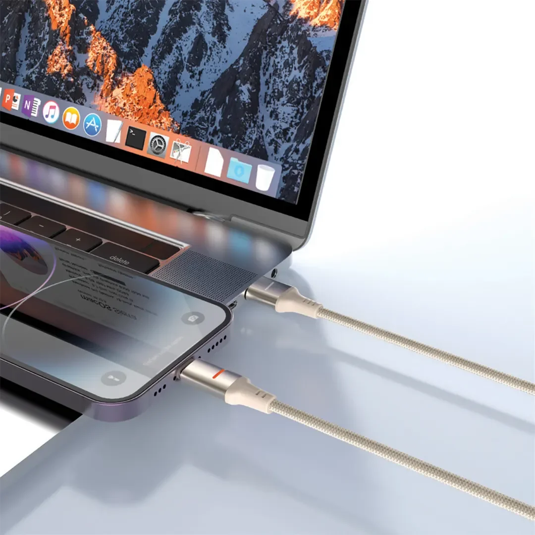 كابل بورودو USB-A إلى Lightning LED بطول 1.2 متر - رمادي - PD-CBL0027-GY-L 