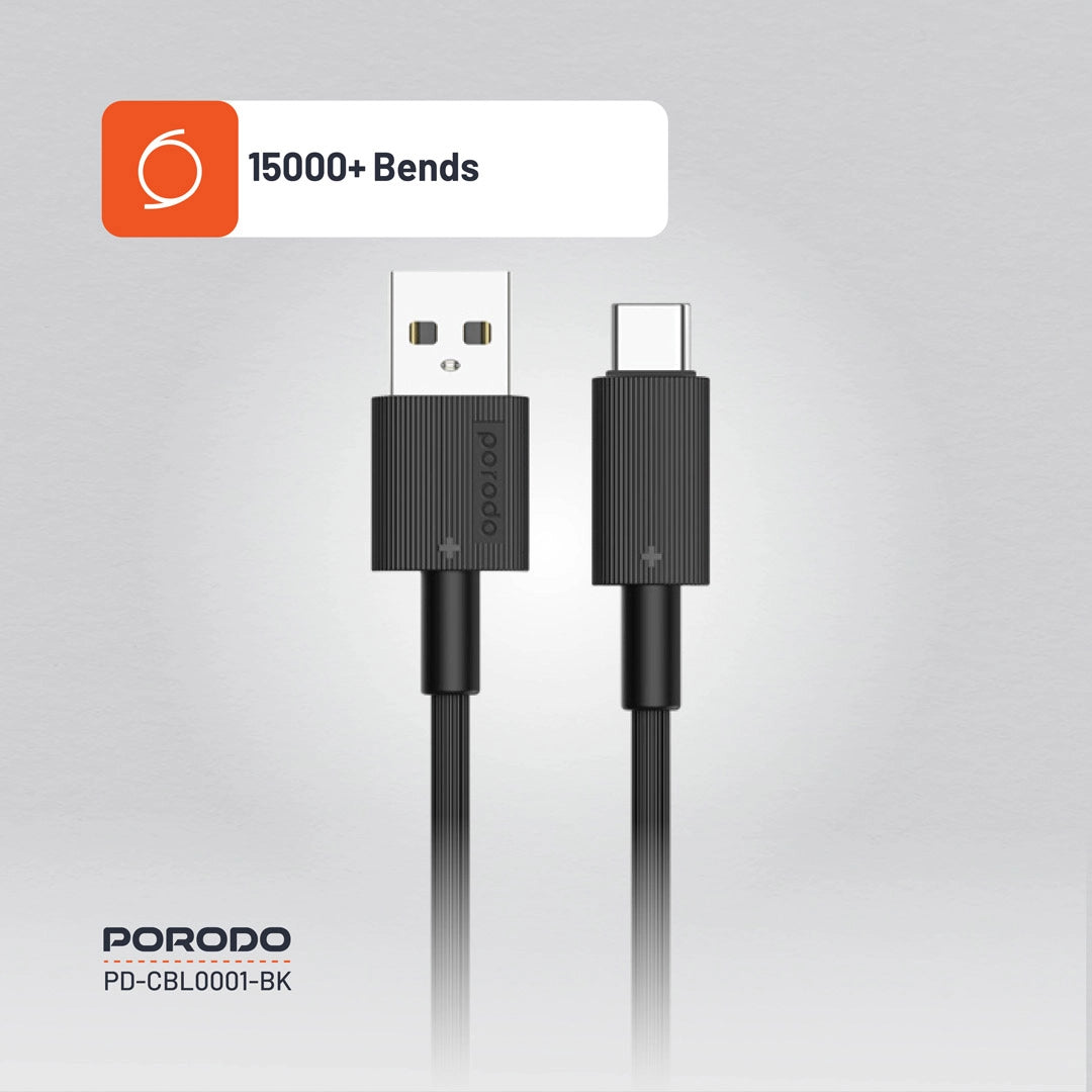PD-CBL0001-WH | Porodo USB-A to Type-C Durable Charging Cable | White