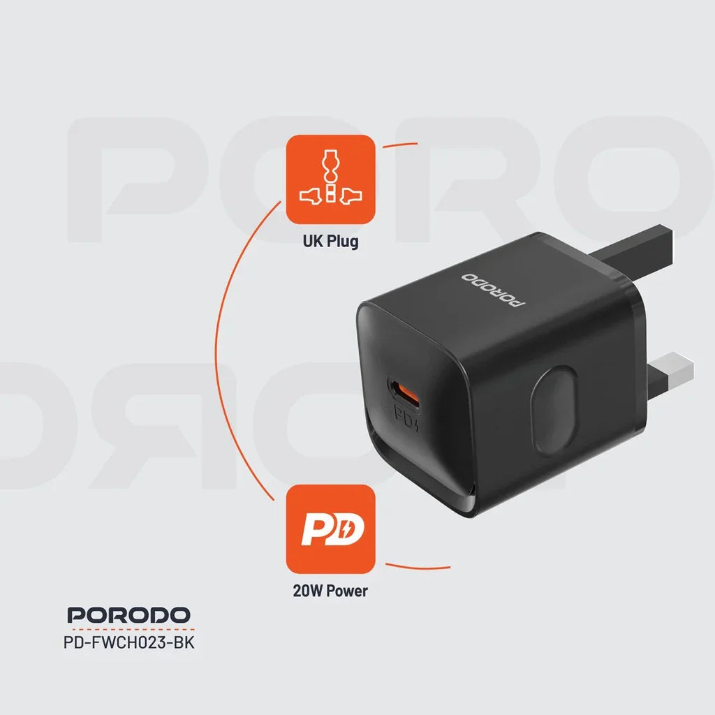 Porodo USB-C Power Delivery Wall Charger (PD-FWCH023-BK)