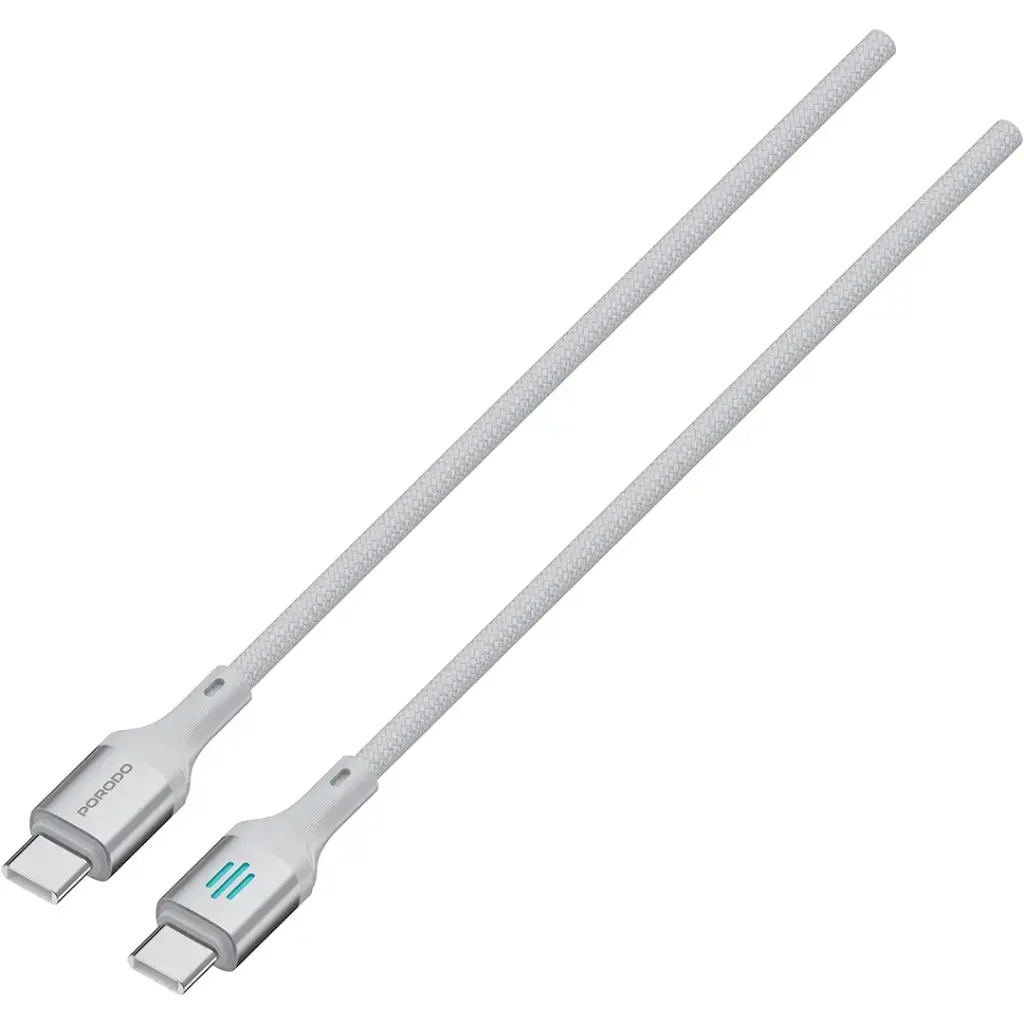 PDDC240| Porodo Usb-C To Usb-C 240W PD Charging & Data Cable 1M -Silver
