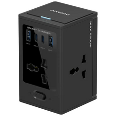 PDUNS8430BK | PDUNS8430BK | Porodo Universal GaN Multi-Port Cube Adapter with 4 AC Sockets | Black - GulfStore.com