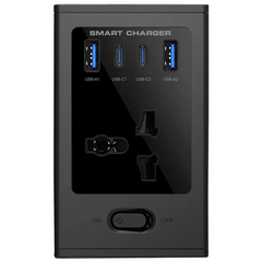 PDUNS8430BK | PDUNS8430BK | Porodo Universal GaN Multi-Port Cube Adapter with 4 AC Sockets | Black - GulfStore.com