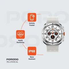 PD-LFST011-SL , Porodo Voyager Smart Watch - Silver - GulfStore.com