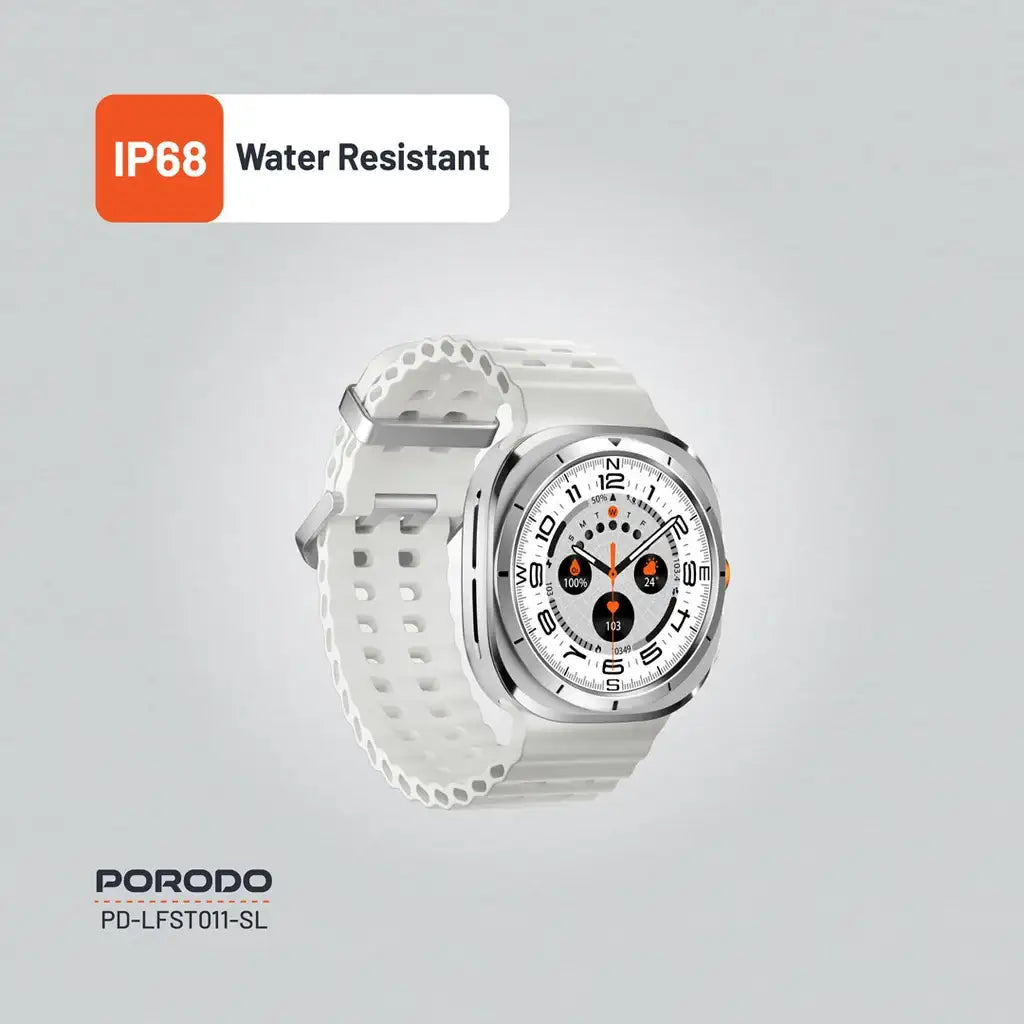 PD-LFST011-SL , Porodo Voyager Smart Watch - Silver - GulfStore.com