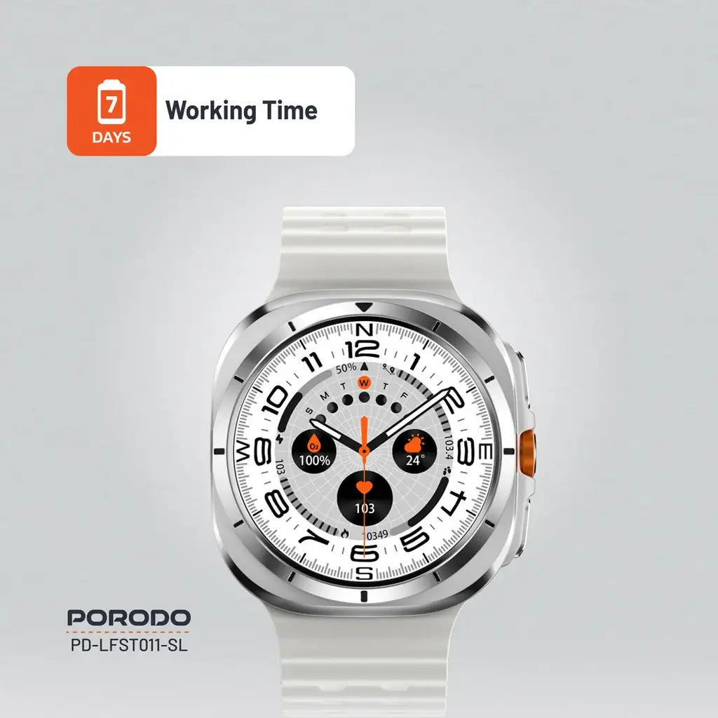 PD-LFST011-SL , Porodo Voyager Smart Watch - Silver - GulfStore.com