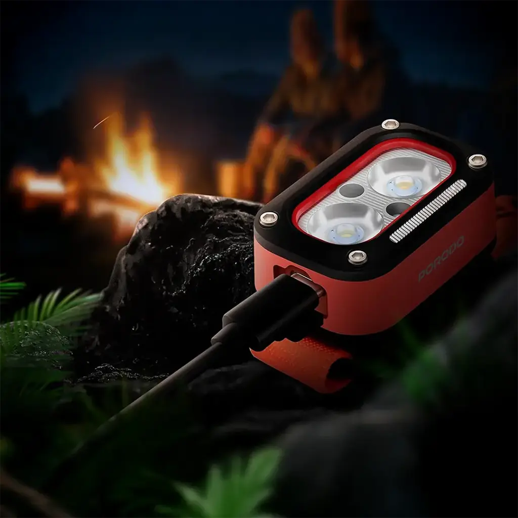PDHDGO80G | Porodo wave-sensor Rechargeable Led Headlamp - Orange