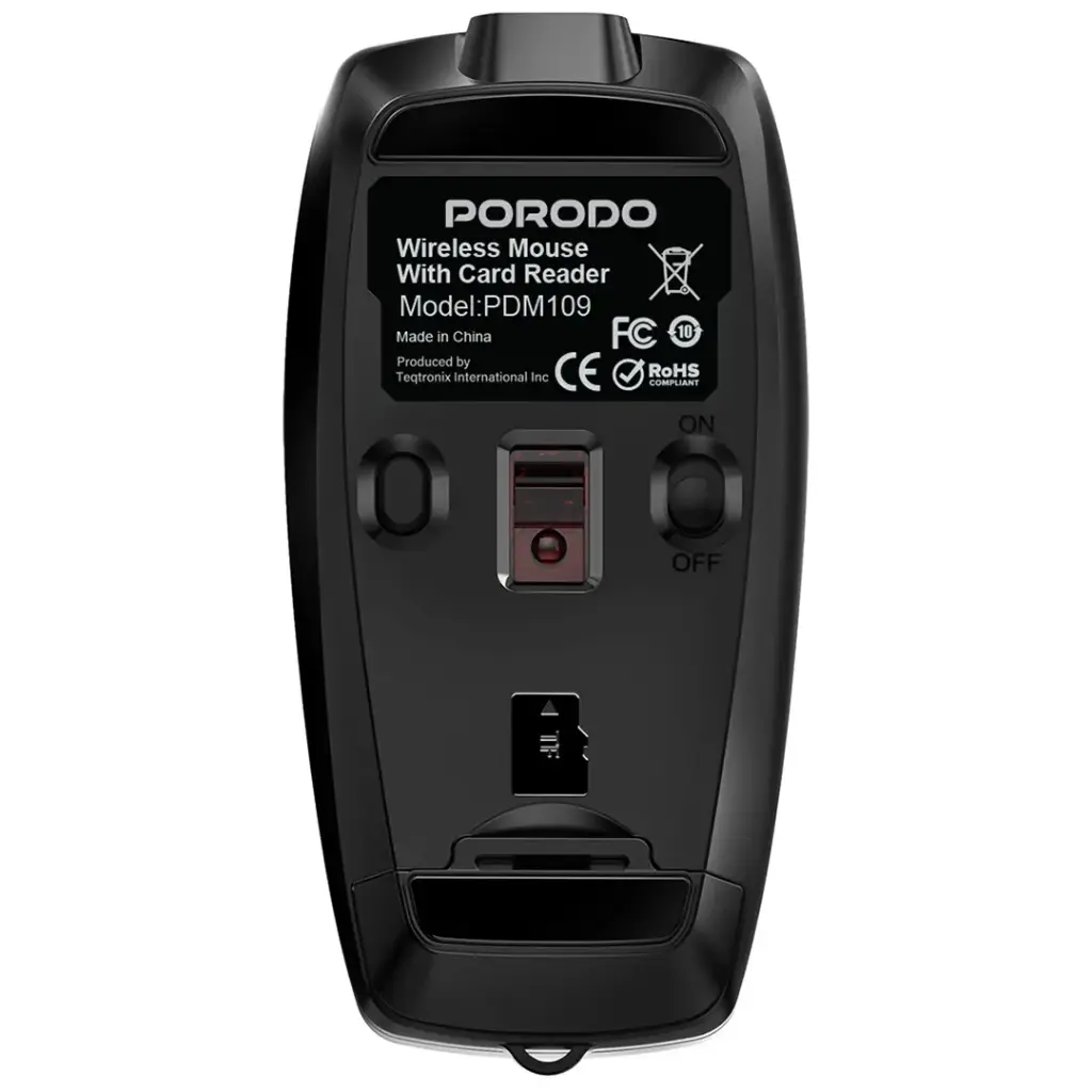 PDM109SL | Porodo Wireless Mouse 1600DPI with Card Reader | Silver