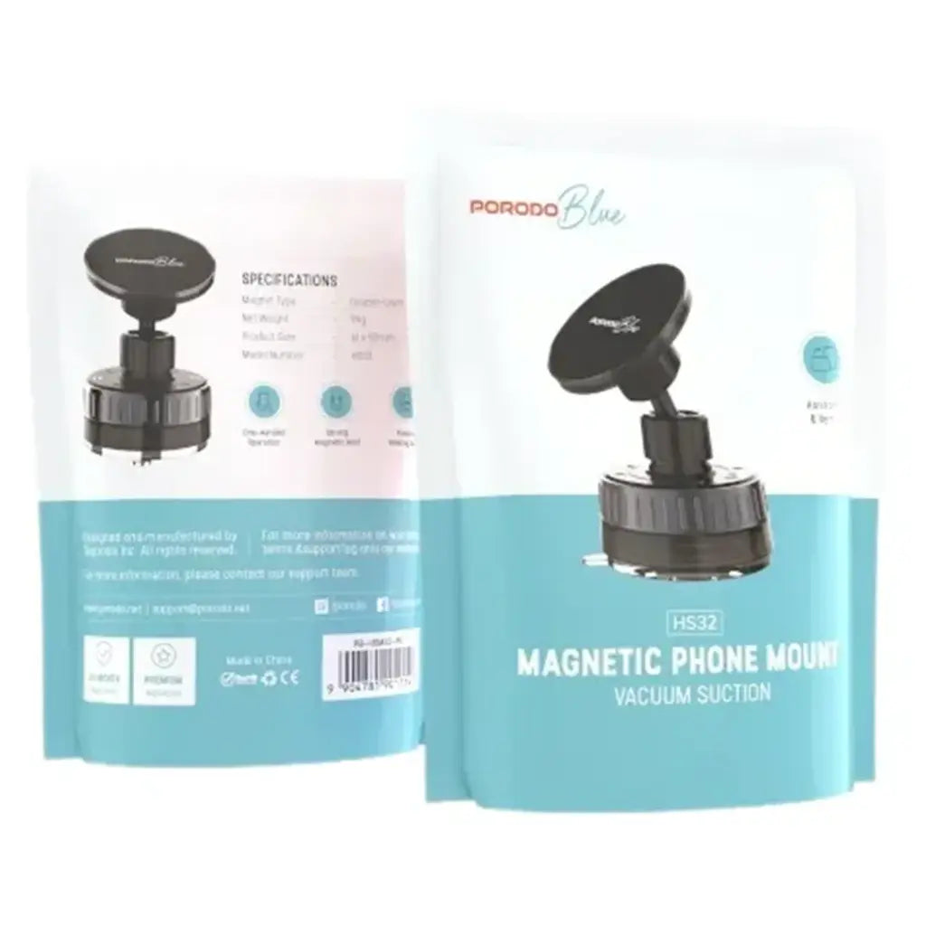 Porodo Blue Magnetic Phone Mount - Black (PB-HSM32-BK)