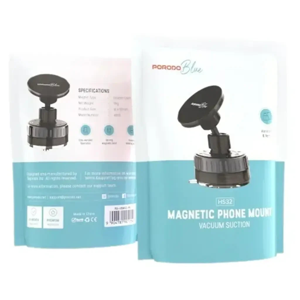 Porodo Blue Magnetic Phone Mount - Black (PB-HSM32-BK)