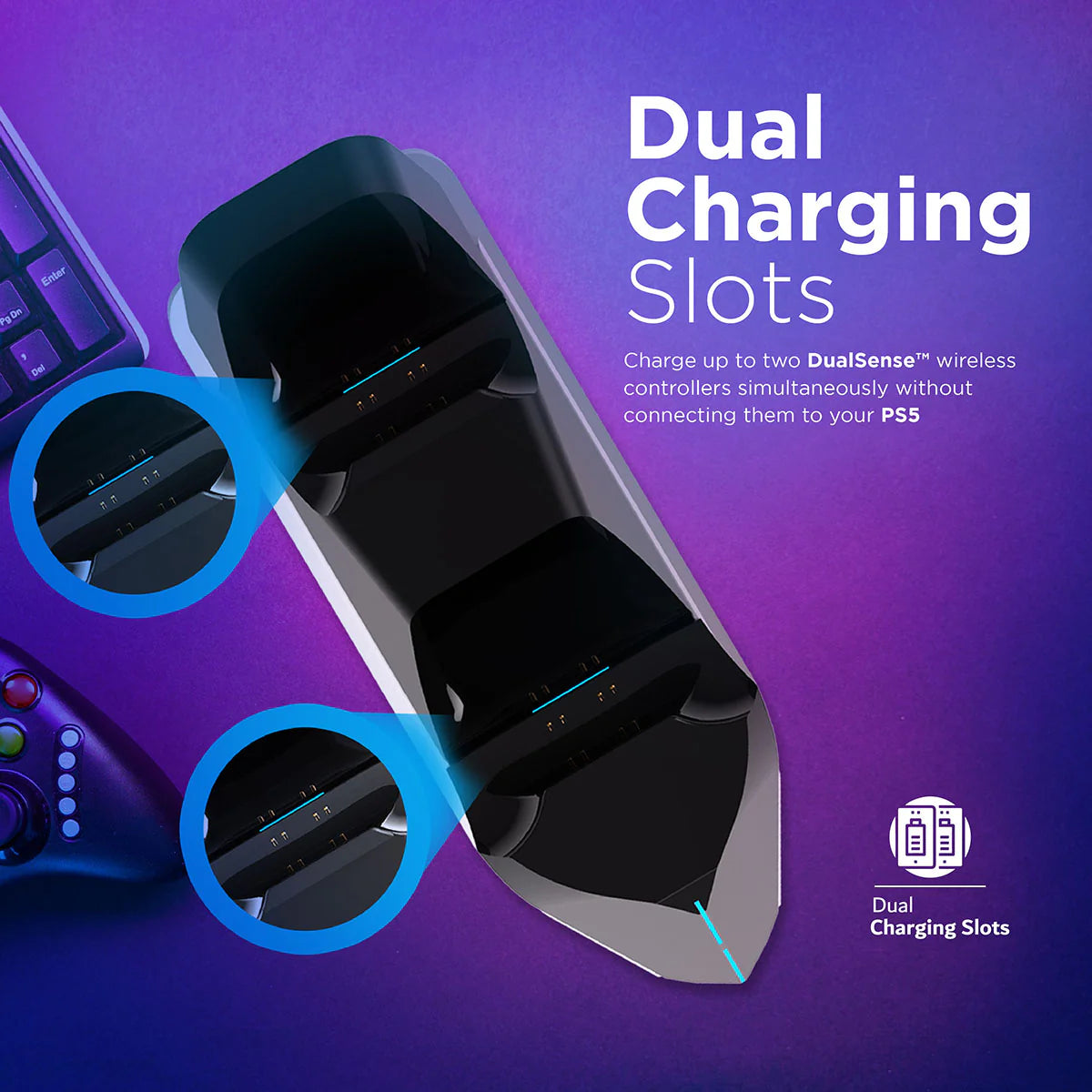 VERTUX 2-in-1 Charging Dock for PS5 DualSence™ Controller