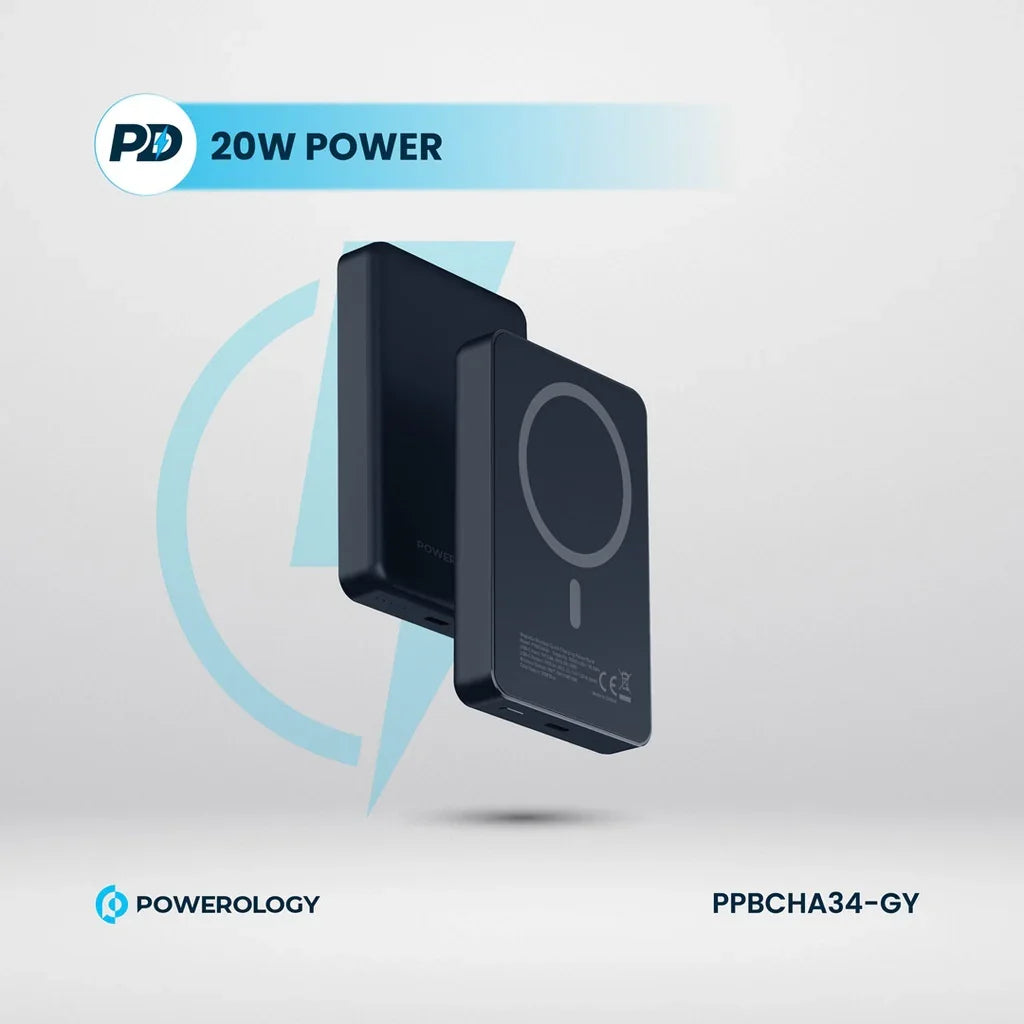 Powerology 10000mAh Magsafe Aluminum Powerbank-Dark Grey