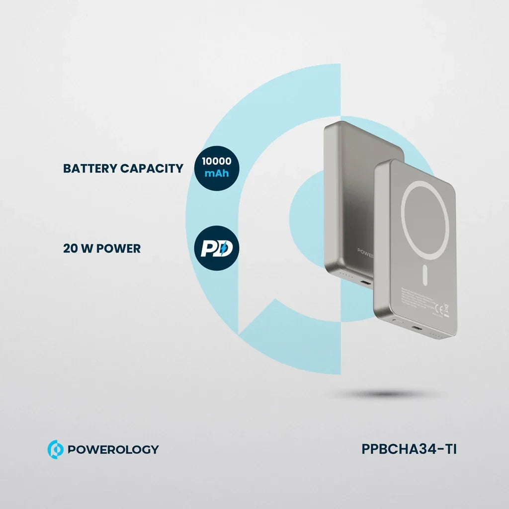 Powerology PD 20W PP034 10000mAh Magsafe Aluminium Power Bank - Desert Titanium