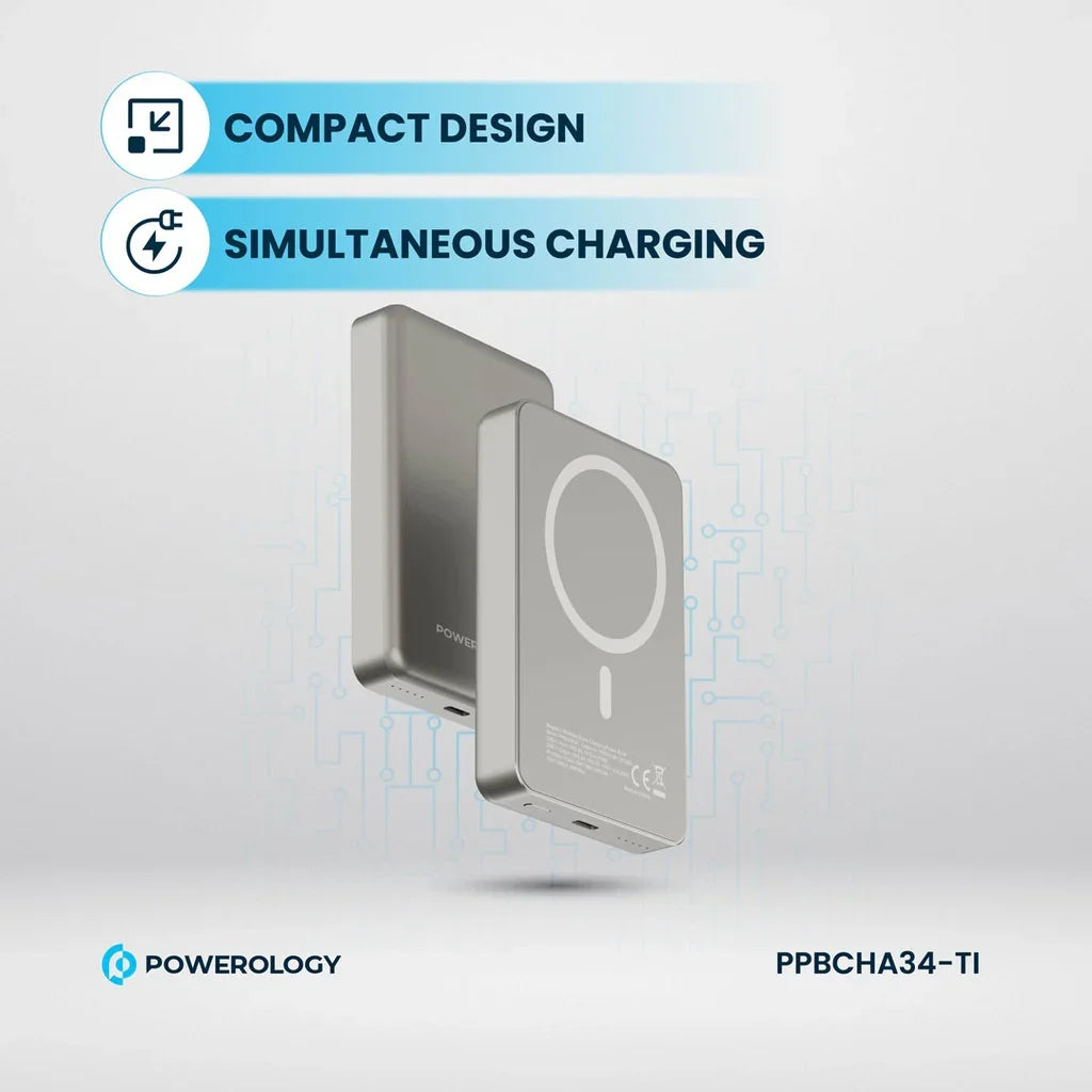 Powerology PD 20W PP034 10000mAh Magsafe Aluminium Power Bank - Desert Titanium