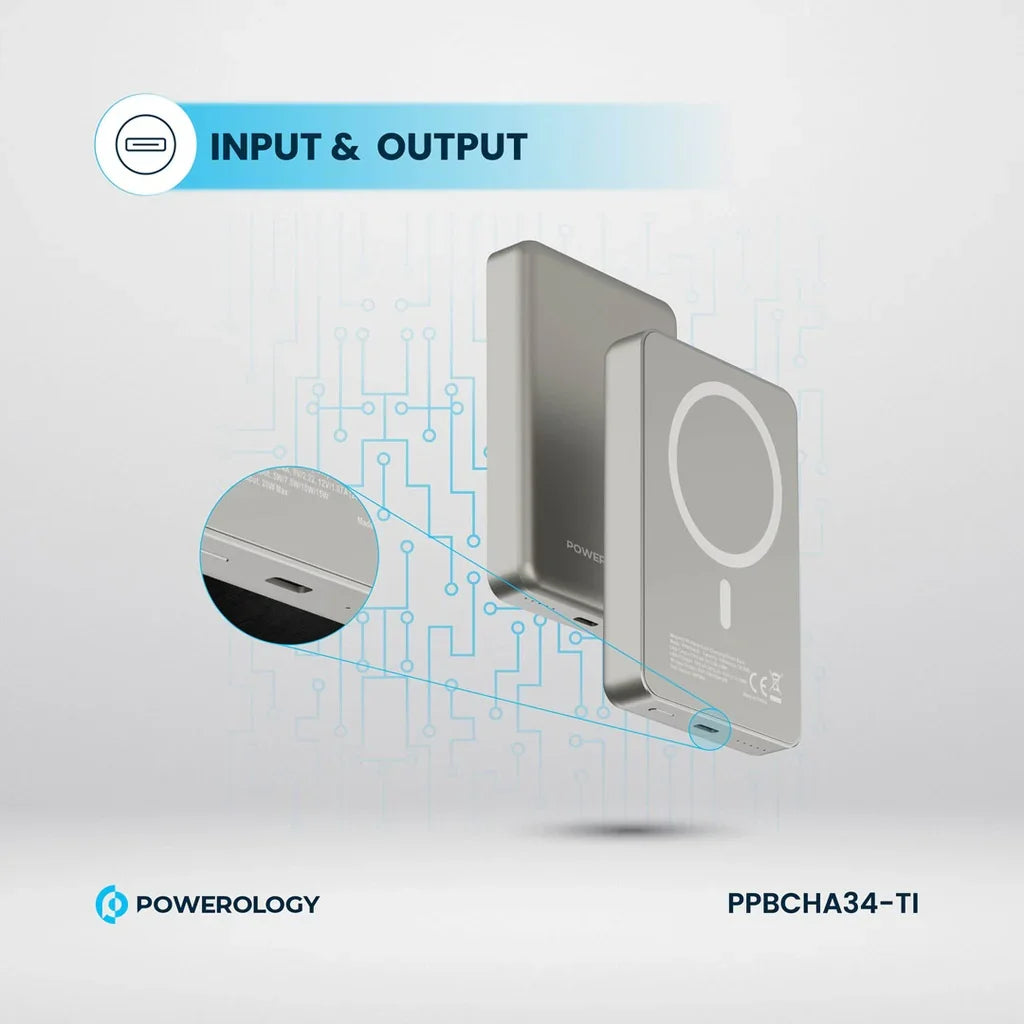 Powerology PD 20W PP034 10000mAh Magsafe Aluminium Power Bank - Desert Titanium