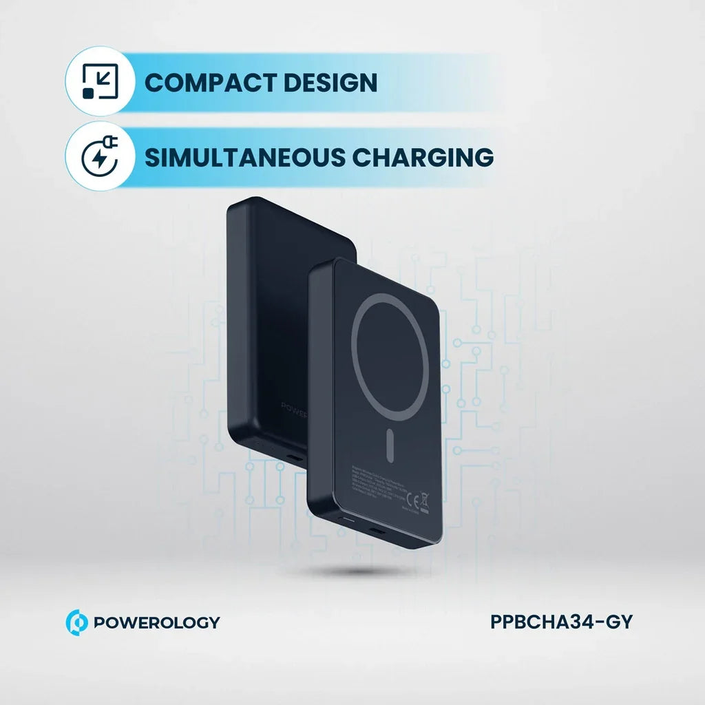 Powerology 10000mAh Magsafe Aluminum Powerbank-Dark Grey